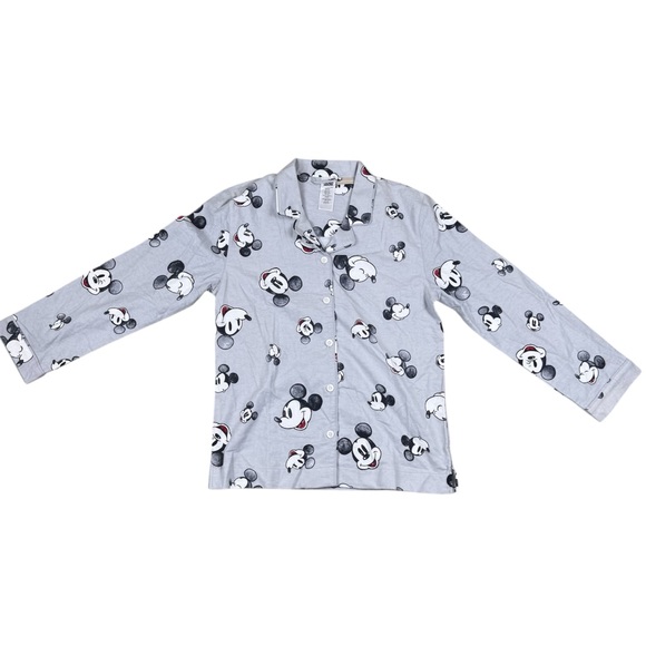 Disney Pottery Barn Teen Flannel Mickey Mouse Gray Pajama Shirt & Pant Set Large - Picture 6 of 9